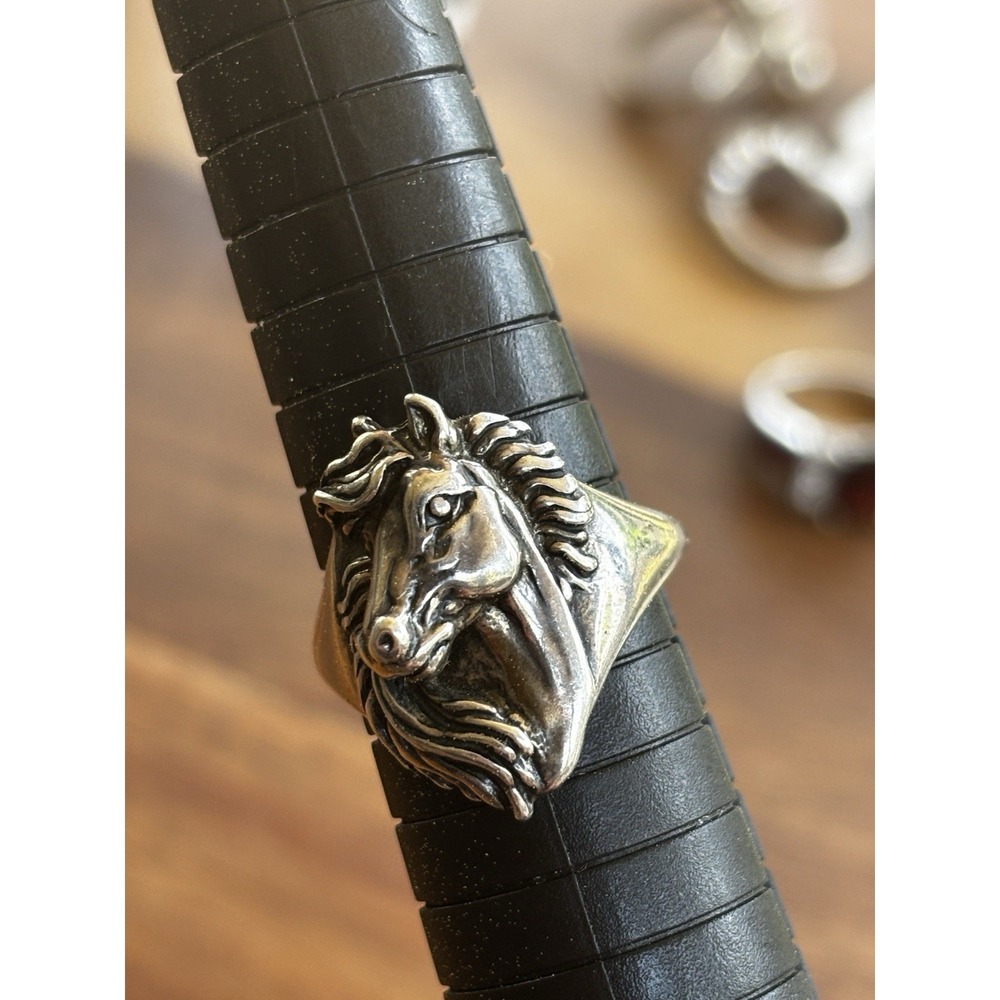 Vintage Silver Cloud Inc 925 Sterling Silver Dimensional Horse Head Ring SZ 8.5 - Picture 9 of 12